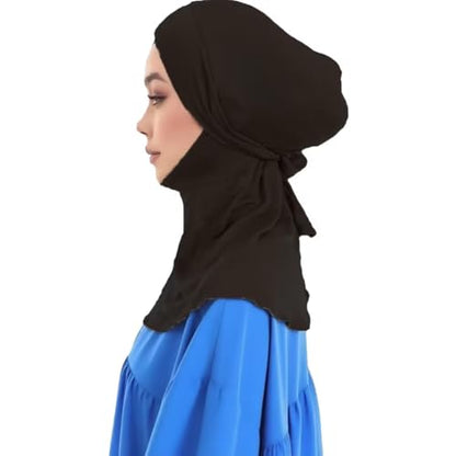 Yeieeo Adjustable Instant Hijab, Full Neck Coverage Breathable Jersey Headscarf for Muslim Women - color: Black