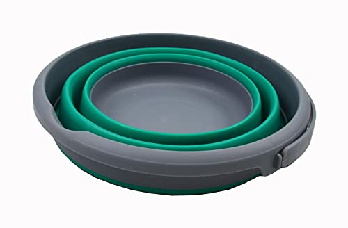 SAMMART 5.5L (1.4 Gallon) Collapsible Plastic Bucket - Foldable Round Tub - Portable Fishing Water Pail - Space Saving Outdoor Waterpot. (Dark Grey/Bluish-Green, 1) - color: Dark Grey/Bluish-green