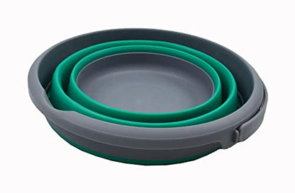 SAMMART 5.5L (1.4 Gallon) Collapsible Plastic Bucket - Foldable Round Tub - Portable Fishing Water Pail - Space Saving Outdoor Waterpot. (Dark Grey/Bluish-Green, 1) - color: Dark Grey/Bluish-green