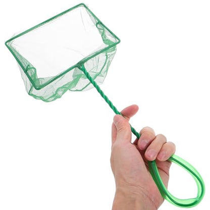 VICASKY 2pcs Small Fine Mesh Fish Nets with Square Frame for Aquarium and Fish Tank Cleaning, Portable Handheld Shrimp and Goldfish Net for Pond and Home Use