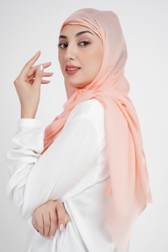 Soft Hijab Scarf 100% Modal | Lightweight | Breathable For Women - color: Orange Pink