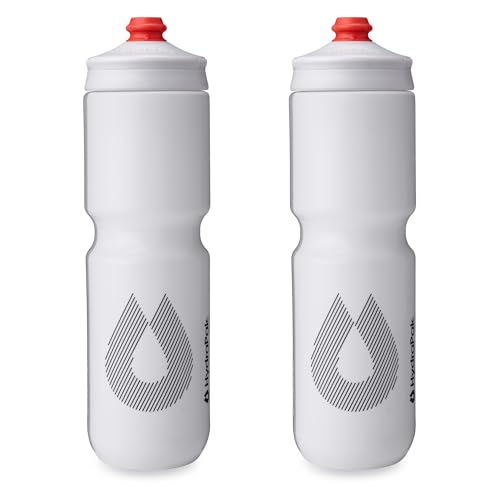 HydraPak Breakaway Surge Lightweight Bike Water Bottle 2-Pack (20oz, 25oz, 30oz) - High Flow, Cycling & Sports Squeeze Bottle - color: White, size: 30oz/880ml