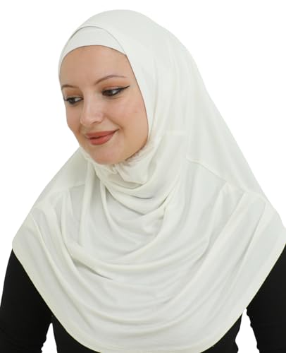 Prien Chic Ready To Wear Hijab For Women, Muslim Long Turban Undercap Set, Instant Scarf, Prayer Clothes For Girls, Abaya - color: Cream