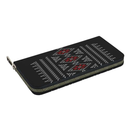 Geometric Pattern PU Leather Long Wallet for Women Men, Zipper Clutch Wallet RFID Card Holder Organizer - color: Geometric Pattern