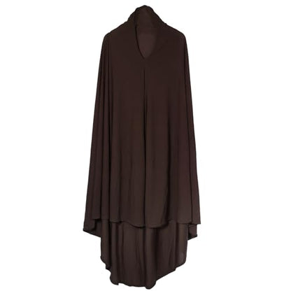 Women Muslim Ramadan Hijab Ready to Wear Long Scarf Jersey Turban Islamic Khimar Abaya Eid Prayer Scarf Saudi Niqab - color: Coffee