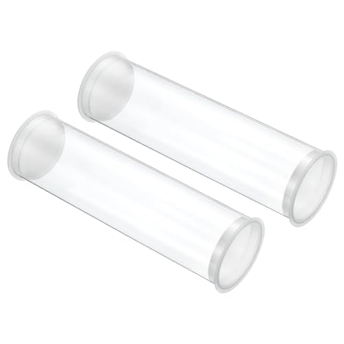 PATIKIL 5.9"L x 1.7"Dia Clear Storage Tubes, 2Pcs PC Plastic Transparent Hollow Round Rigid Tube with Cap for Beads Bath Salt Container Wedding Party Favors