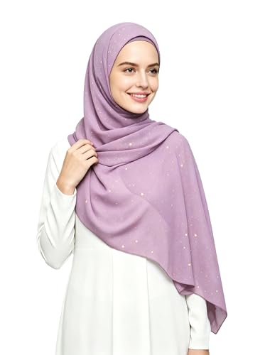 Lina & Lily Sparkle Shimmer Gold Glitter Women's Chiffon Hijab Head Scarf Shawl Wrap Lightweight - color: Dusty Pink