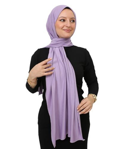Prien Hijab for Women Viscose Scarf Lightweight Muslim Hijabs Long Shawl Islamic Scarves Turkey Silk Headscarf for Womens - color: Lilac