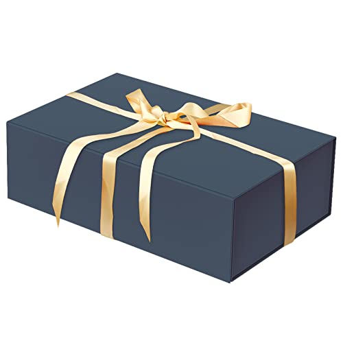 HavrePac Luxury Large Gift Box 13.8"x9"x4.3" Storage Box Ribbon Magnetic Closure for Luxury Packaging Box for Valentine's Day,Mother's Day, Birthdays, Bridal Gifts,Weddings - color: Gentleman Blue, size: 1 Count (Pack of 1)