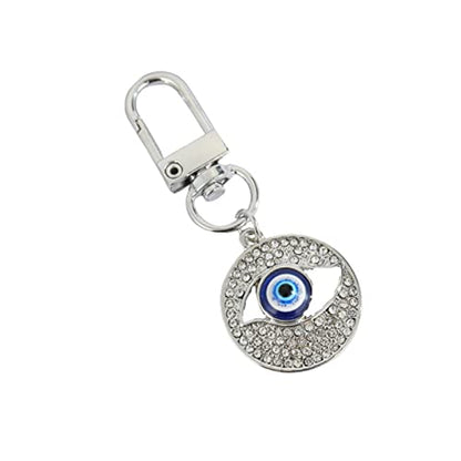 Hamsa Hand Keychain Evil Eye Keychain Car Keyring Kabbalah Good Luck Protection Walls Handbags Ornament Jewelry - color: Sliver Eye