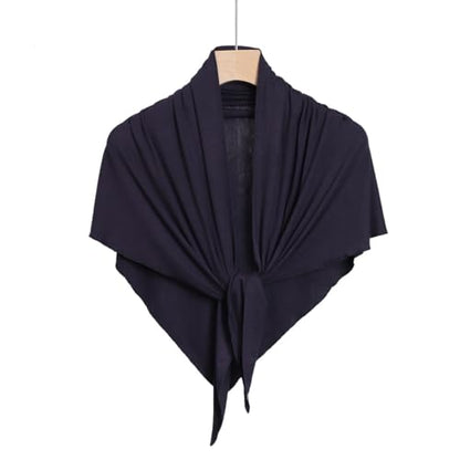 Soft Modal Lightweight Triangle Scarf Shawls Hijab for Muslim Ramadan Women Turban Headwrap Scarves - color: Navy