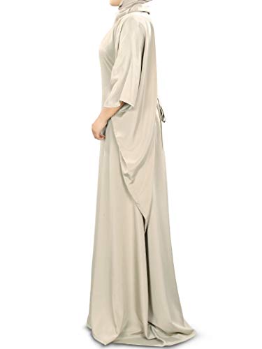 MyBatua Women's Kaftan, Free Size Abaya, Dubai Islamic Dress, Muslim Maxi KF-001 - color: Warm Grey