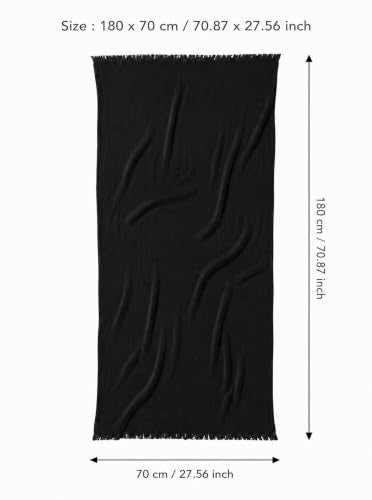 Cotton Linen Plain Hijab Scarf For Women,Muslim Viscose Crinkle Edge With Fringe,Summer Beach Wrap Headwraps Shawl - color: 1#black