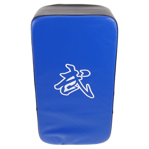 Happyyami Thickened PU Taekwondo Kick Pad Curved Martial Arts Kickboxing Training Shield for Muay Thai Boxing Striking Blue Foot Target for Youth and Adults