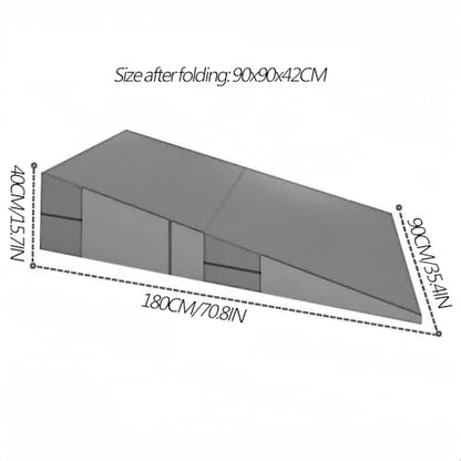 LICOME Folding Incline Gym Mat Tumbling Cheese Wedge Design for Gymnastics, Martial Arts, Dance, Yoga And Stretch Training，After It Can Be Used As A Jumping Box - color: Blue Yellow, size: 180x90x40cm