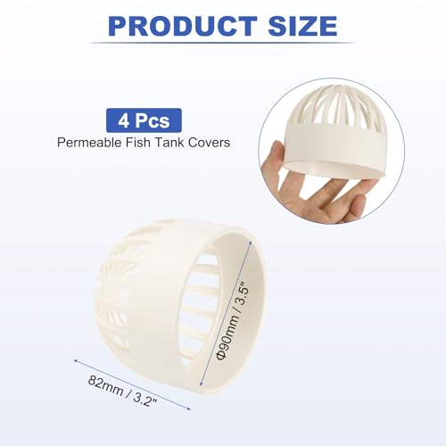 PATIKIL 3.5 Inch (90mm) Fish Cover Permeable Cap, 4 Pcs PVC Breathable Cap Aquarium Guard Fish Tank Intake Cover, White - color: White, size: 3.5Inch(90mm)