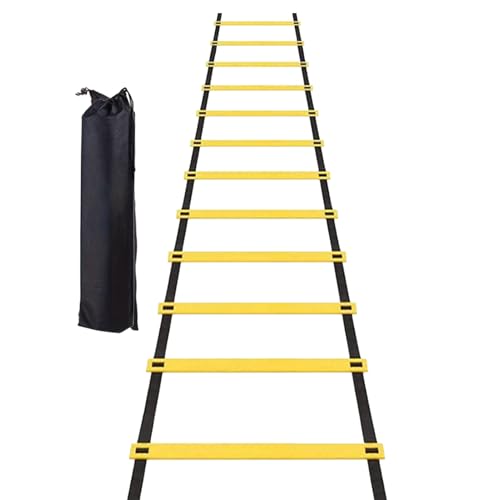 Speed Ladder Portable 12 Rung Speed Agility Equipment | 19.6ft Workout Ladder with Carry Bag for Football Basketball Baseball Tennis Volleyball Boxing Gym Outdoor Workout Fitness
