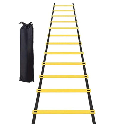 Speed Ladder Portable 12 Rung Speed Agility Equipment | 19.6ft Workout Ladder with Carry Bag for Football Basketball Baseball Tennis Volleyball Boxing Gym Outdoor Workout Fitness