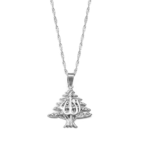 Liban Pendants Necklaces Lebanese Cedar Jewelry Lebanon Map Eastern Rite Church Maronite Cross Allah Symbol - color: Silver Color 2