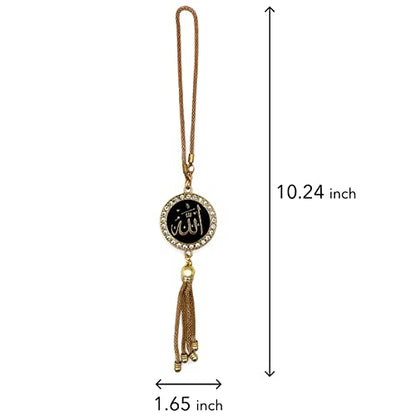 Islam Car Rear Mirror Hangers - Allah Muhammad Islamic Al-Quran Ramadan Eid Muslim Car Décor Hanging Charm Decor Interior Accessories (Gold)