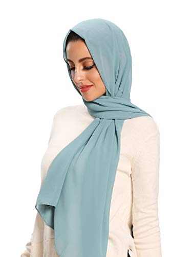 Txameru Hijab for Women Chiffon Hijab Scarfs for Women Long Shawl - color: Dusty Green