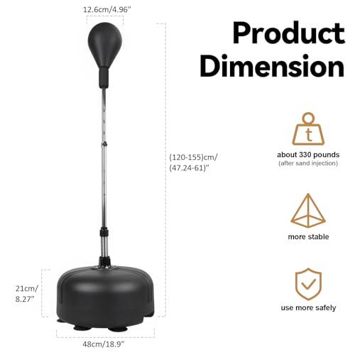Punching Bag with Stand, Heavy Boxing Bag for Teens & Adults, Height Adjustable Speed Bag for Boxing Training with Boxing Gloves, Standing Boxing Equipment for Stress Relief & Fitness