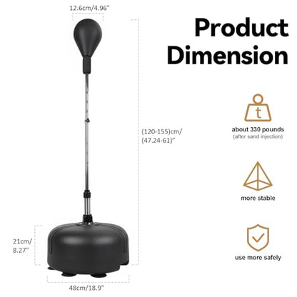 Punching Bag with Stand, Heavy Boxing Bag for Teens & Adults, Height Adjustable Speed Bag for Boxing Training with Boxing Gloves, Standing Boxing Equipment for Stress Relief & Fitness
