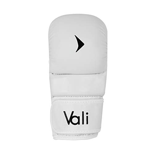 Vali MMA Hybrid Gloves Shooter for Sparring Grappling Training in Martial Arts - color: White, size: Small-Medium