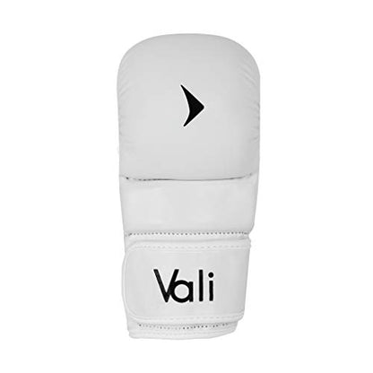 Vali MMA Hybrid Gloves Shooter for Sparring Grappling Training in Martial Arts - color: White, size: Small-Medium