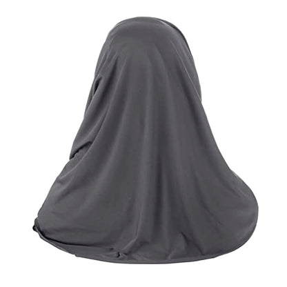 Women Soft One Piece Hijab Long Muslim Turban Islamic Full Head Scarf - color: Grey/Shiny