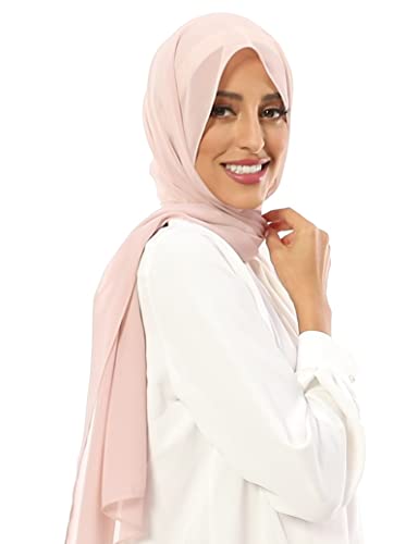Txameru Hijab for Women Chiffon Hijab Scarfs for Women Long Shawl - color: Antique Pink