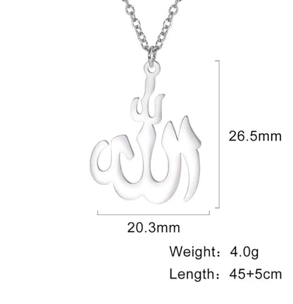 UNIFT Islamic Muslim Allah Layered Necklaces For Women Stainless Steel Charm Water Drop Heart Shape Allah Pendant Double Layer Necklace Islamic Jewelry - color: silver 2