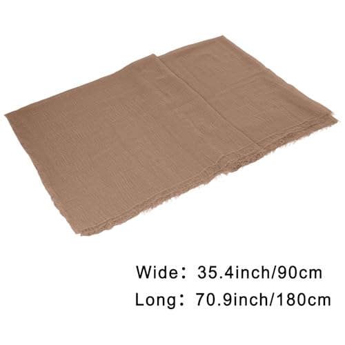 Nydotd Women Summer Cotton Linen Scarf Crinkle Long Beach Shawl Wrap hijab with Fringe - color: Brown