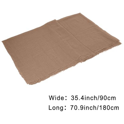 Nydotd Women Summer Cotton Linen Scarf Crinkle Long Beach Shawl Wrap hijab with Fringe - color: Brown