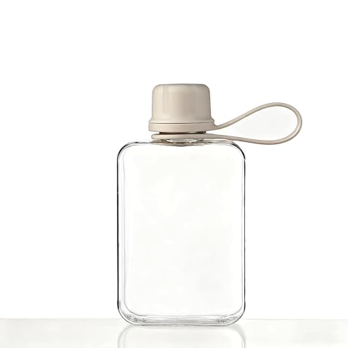 8.2 oz/240 ml Flat Travel Water Bottle, BPA Free Tritan Reusable Plastic Water Bottles Square Plastic Flask Pocket for Camping, Fitness, Outdoor Sports, Fits Purse and Pocket（White） - color: White