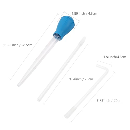 2 Set Manual Fish Tank Cleaning Tools with Extension Pipe and L Shaped Extension Pipe,30ml Aquarium Water Changer,28.9 Inches Siphon Dropper for Fish Bowl Waste Remover,Coral Feeder(Blue)