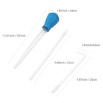 2 Set Manual Fish Tank Cleaning Tools with Extension Pipe and L Shaped Extension Pipe,30ml Aquarium Water Changer,28.9 Inches Siphon Dropper for Fish Bowl Waste Remover,Coral Feeder(Blue)