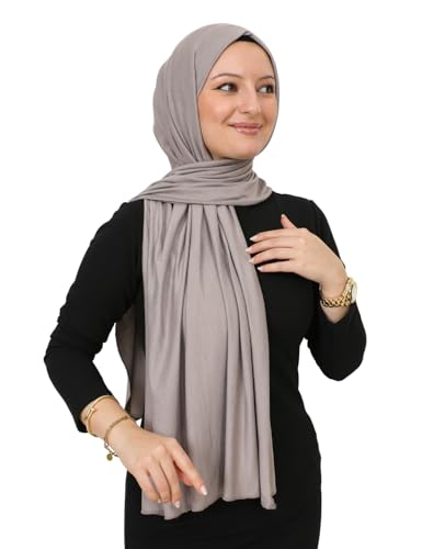Prien Hijab for Women Viscose Scarf Lightweight Muslim Hijabs Long Shawl Islamic Scarves Turkey Silk Headscarf for Womens - color: Light Mink