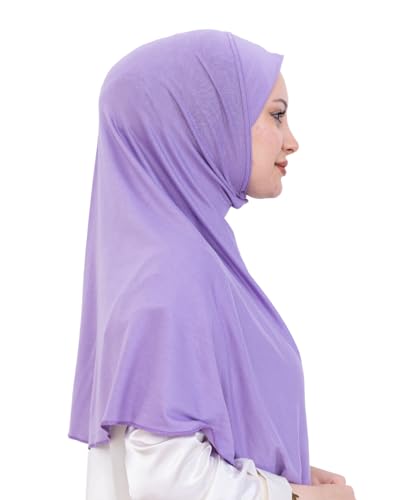 Prien Ready Hijab For Women, One Piece Muslim Instant Turban, Easy To Wear Long Head Scarf, Turkish Islamic Clothes For Abaya - color: Lilac