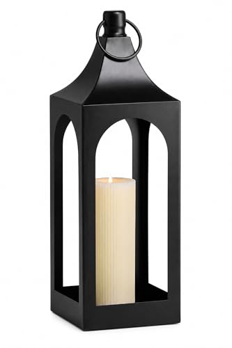 MOZEAL 20" Large Grace Spire Floor Lantern - Black Heavy Metal No Glass - Rust-Resistant, in/Out Use, for Fireplace/Patio/Entryway/Porch - Vers Event/Home - Vintage Holder for Pillar/LED Lights - color: Black, size: 20”