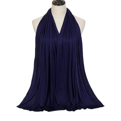 GSHLLO Long Soft Hijab Scarf Muslim Jersey Head Scarf Solid Color Hijab Modal Cotton Head Wrap Simple Headscarf Navy Blue - color: Navy Blue