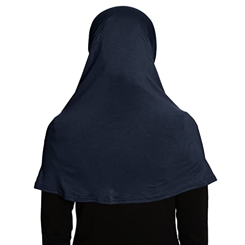 TheHijabStore.com Women's 2 Piece Amira Jersey Hijab - Soft Modal Stretch Head Scarf with Tube Under Scarf Cap - color: Navy Blue