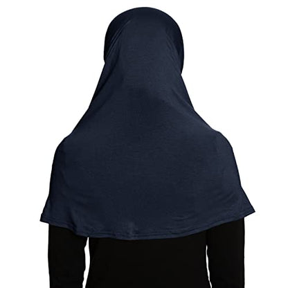 TheHijabStore.com Women's 2 Piece Amira Jersey Hijab - Soft Modal Stretch Head Scarf with Tube Under Scarf Cap - color: Navy Blue