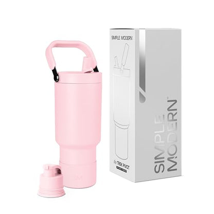 Simple Modern Tumbler with Handle, Water Jug | 30oz | Pink | Trek Pivot Insulated Stainless Steel Water Bottle | Interchangeable Straw & Chug Lid, Cupholder Friendly | Blush - color: -Blush, size: 30 Ounces