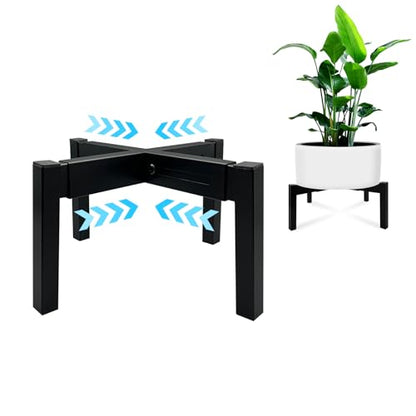 Heavy Duty Adjustable Metal Plant Stand for 10"-16" Plant Pot – Indoor & Outdoor (Black, 1 Pack) - color: Mini Black 10-16", style: 3 - Mini