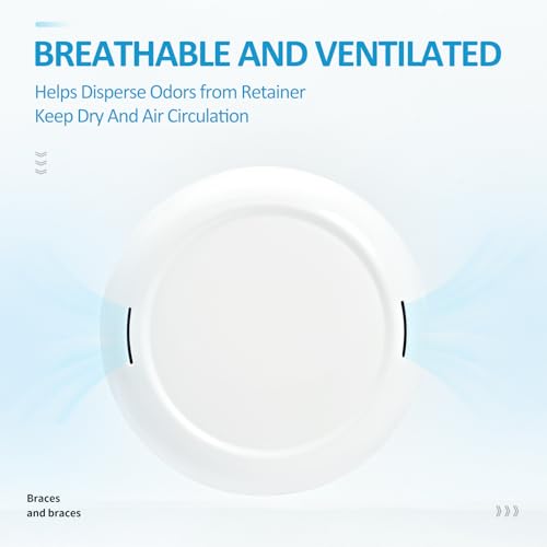 Retainer Case Slim Aligner Case with Vent Holes Removable Inner Tray Silicone for Easy Cleaning, Retainer Removal Tool and Brush (White Blue) - color: White Blue