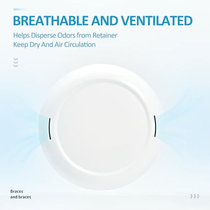Retainer Case Slim Aligner Case with Vent Holes Removable Inner Tray Silicone for Easy Cleaning, Retainer Removal Tool and Brush (White Blue) - color: White Blue