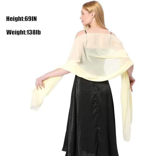 Ladiery Chiffon Shawl Wraps for Women Evening Dresses, Elegant Soft Sheer Shawls for formal dressy Bride Wedding - color: Beige