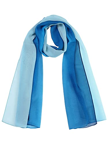 uxcell Women'sChiffon Sheer Long Scarf Silky Gradient Party - color: Dark Light Blue