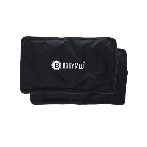 BodyMed Reusable Gel Ice Pack Cold Compress (2-Pack) for Back, Shoulder, Neck, & Knee - Professional Grade Cold Therapy for Injuries, Aches, Swelling, Bruises, Sprains - 12 in. x 7 in. (Half) - size: 12 in × 7 in (Half) (Pack of 2)